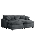 Corduroy Two Seater Sofa With 2 Footrest, 2 Seater Sofa With Ottoman For Small Living Spaces, Grey Corduroy Sofa Grey Corduroy 2 Seat