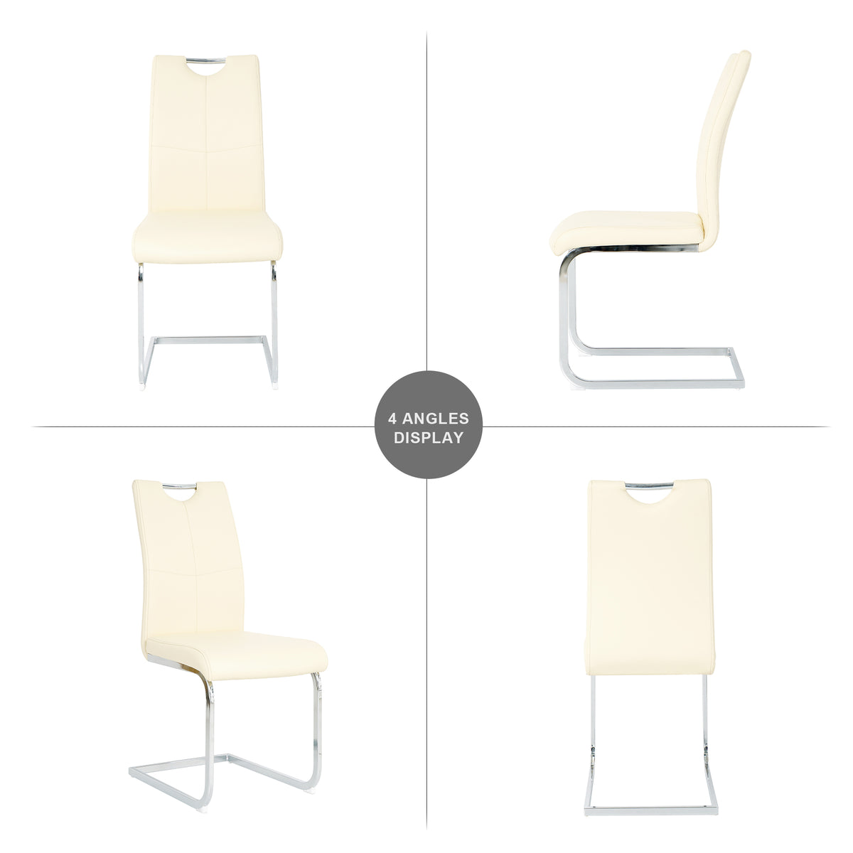 Modern Pu Dining Chair Living Room Chair Upholstered Chair, Electroplated Metal Legs Design, Kitchen, Living Room, Bedroom, Dining Room Side Chair Set Of 2 Light Yellow Metal