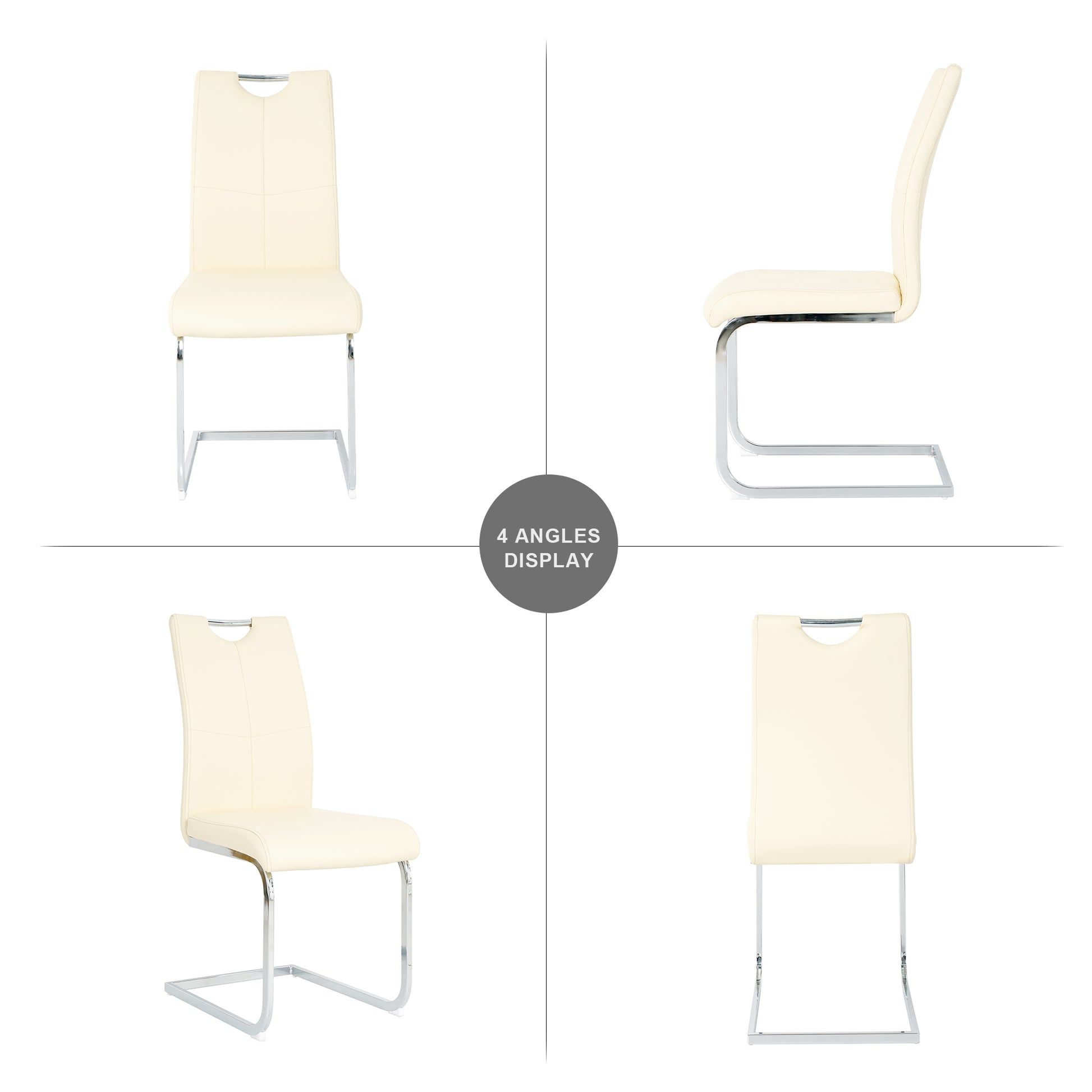 Modern Simple Rectangular Glass Dining Table, Solid Tempered Glass Tabletop, Electroplated Table Legs, Light Yellow Pu Dining Chair Set, Suitable For Restaurant Kitchen Use Set Of 7 Upholstered Chair Glass Light Yellow Seats 6 Metal Rectangular Dining