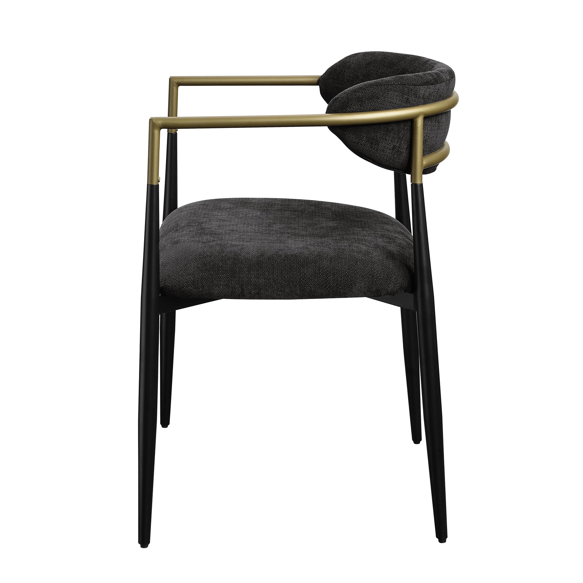 Jaramillo Black Chenille & Black Finish Side Chair Set Of 2 Black Chenille