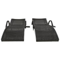 K&K 80'' Outdoor Wicker Chaise Lounge Chairs Set Of 2, Patio Rattan Reclining Chair Pull Out Side Table Adjustable Backrest Ergonomic Wave Design Pool Sunbathing Recliners, Dark Brown No Lounge Dark