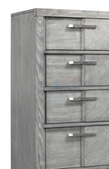 5 Drawer Chest In Gray Book Matched Veneers Gray Solid Wood Mdf