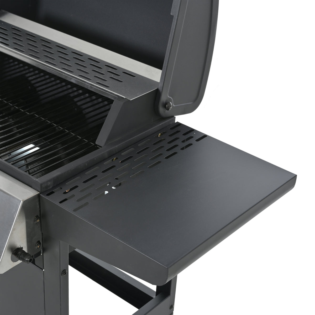 Propane Gas Grill 4 Burner Barbecue Grill, Stainless Steel 34,000 Btu Patio Garden Barbecue Grill With Two Shelves, Lid, Wheels And Bottle Opener Black Iron
