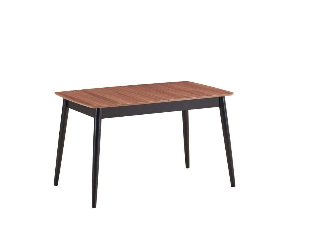 Natural And Black Dining Table With Bufferfly Extension Leaf Natural Black Seats 6 Dining Room Mid Century Modern Rectangular Wood