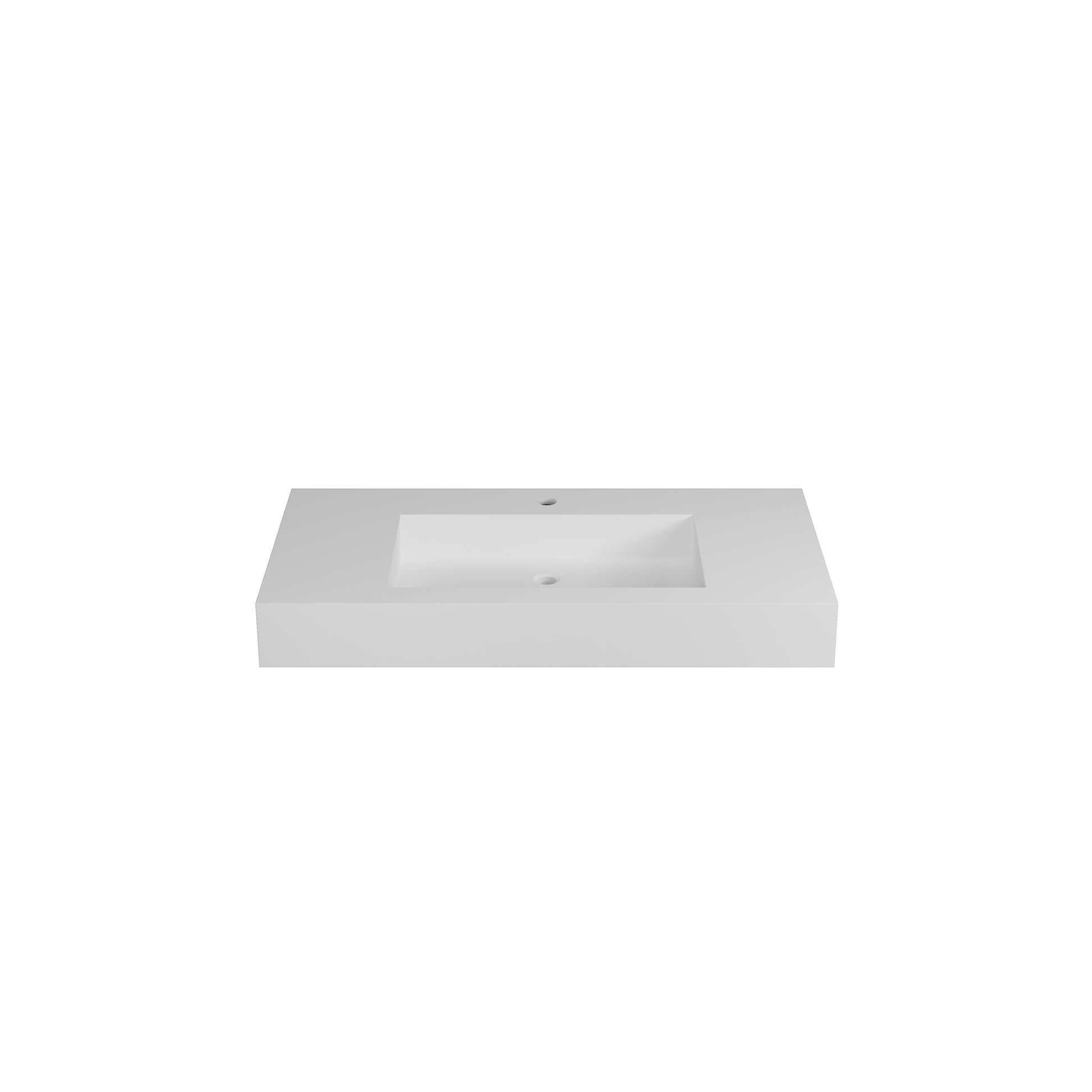 35"Solid Surface Basin Matte White Contemporary Solid Surface