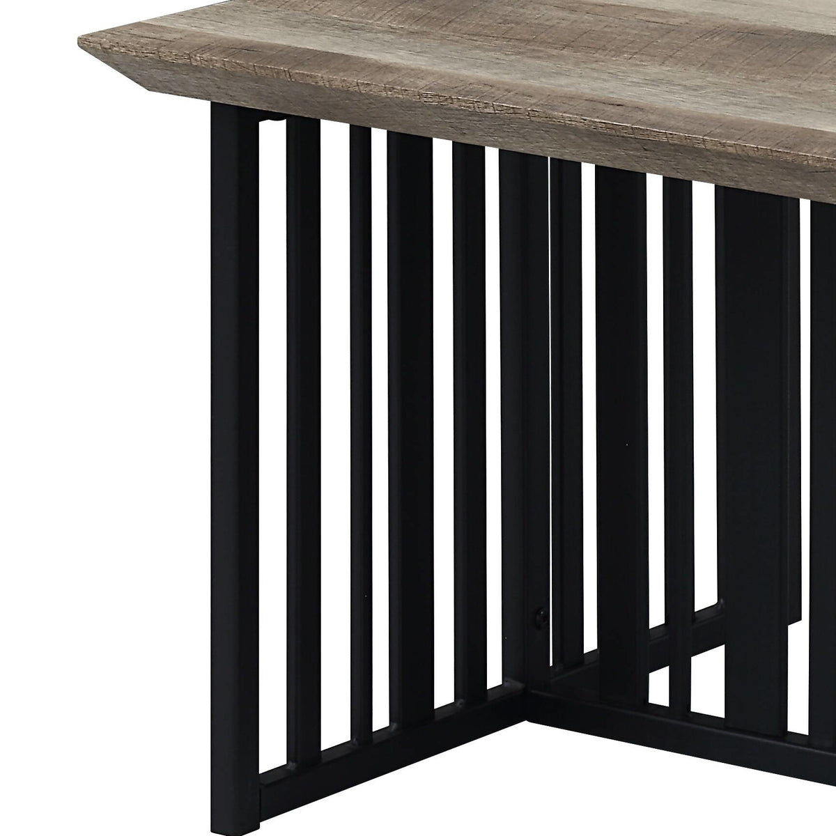 Antique Oak And Black Coffee Table With Metal Base Oak Primary Living Space Industrial Round Wood Metal Pedestal