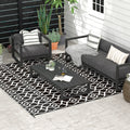 Outsunny Reversible Outdoor Rug, 8' X 10' Waterproof Plastic Straw Floor Mat, Portable Rv Camping Carpet With Carry Bag, Large Floor Mat For Backyard, Deck, Picnic, Beach, Black & White Cr Multicolor Polypropylene
