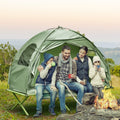 Outsunny Camping Tent Cot, Single Person Folding Cot Combo, Off Ground Tent, Covered Outdoor Bed With Carry Bag For Hiking, Camping Green Polyester