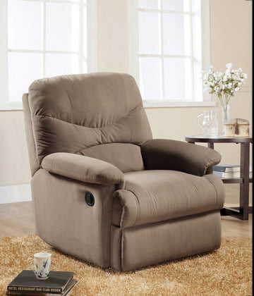 Light Brown Recliner With Pillow Top Armrest Light Brown Microfiber Manual Handle Metal Primary Living Space Tight Back Handle Pillow Top Arms Fabric Metal