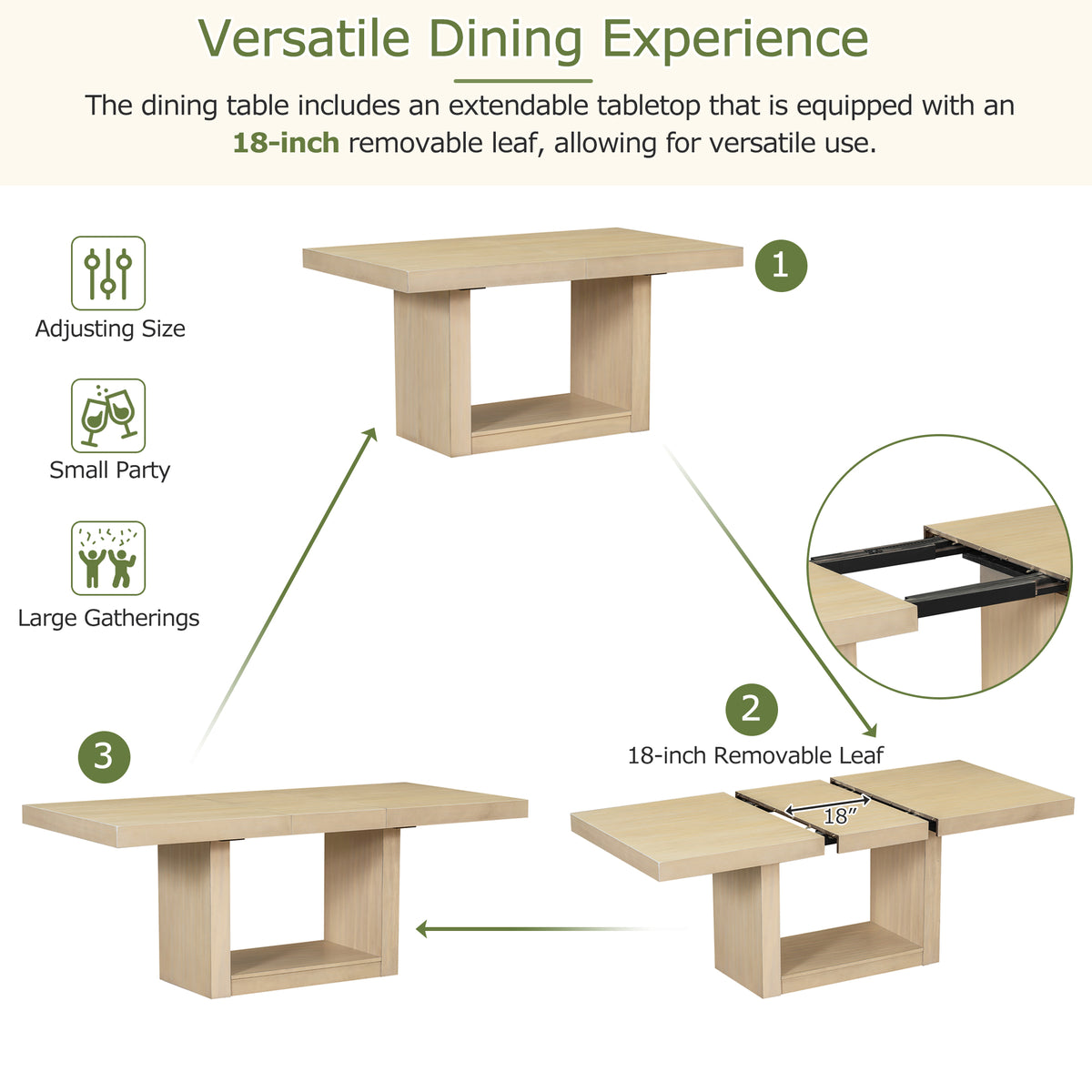 Contemporary 6 Piece 78Inch Extendable Pedestal Dining Table Set With 18Inch Removable Leaf And Dining Bench, 4 Upholstered Dining Chairs, Natural Wood Dining Room Solid Wood Rubberwood Rectangular Dining Table With Chair And Bench Upholstered Chair Wood