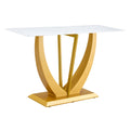 Modern And Simple Rectangular Glass Dining Table In White With A Pattern, 0.39 