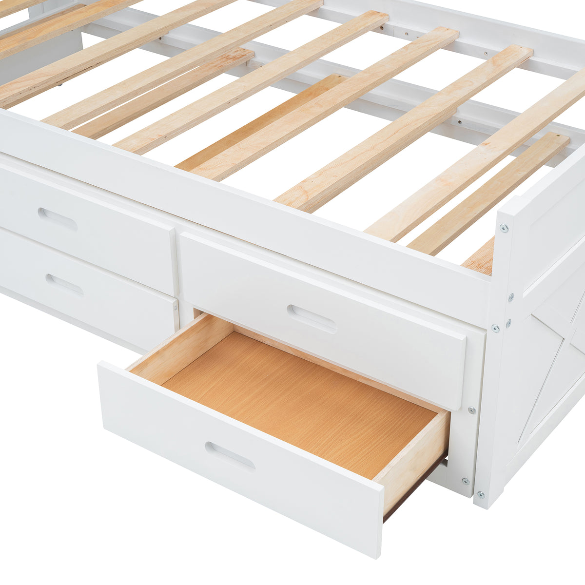 Twin Size Wooden Bed With Storage Headboard With Outlets, Extendable Bed With Twin Size Trundle With Three Storage Drawers,White Twin White Wood