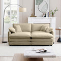 Two Seater Theater Sofa With 2 Footrest, 2 Seater Sofa With Ottoman For Small Living Spaces,Tan Corduroy Tan Corduroy 2 Seat