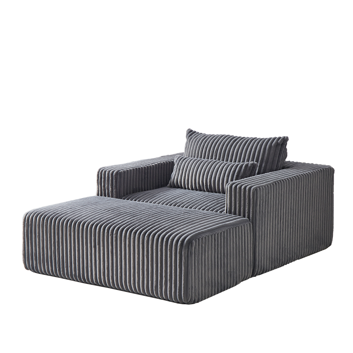75 Inch Corduroy Sponge Sofa Lounge Chair With Removable Footrest,No Assembly Required,Fluffy Modern Sleeper Chair For Indoor Living Room Bedroom Grey Foam Corduroy 1 Seat
