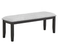 6Pc Dining Set Contemporary Style White Genuine Marble Rectangular Table Top Dove Gray Upholstery Chairs Tufted Bench Black Finish Wooden Solid Wood Dining Room Furniture Wood Wood Gray Seats 6 Wood