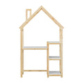 House Shaped Wooden Writing Desk,Kids Study Table,Bookshelf & Toy Storage,Natural Twin Natural American Design Pine