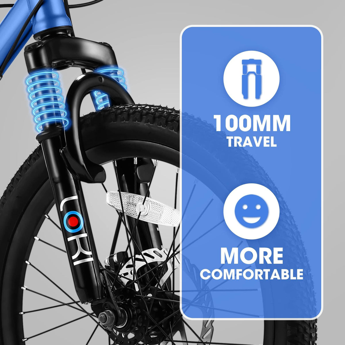 S20101 Ecarpat 20 Inch Kids Bike, Boys Girls Mountain Bike Ages 8 12, 7 Speed Teenager Children Kids' Bicycles, Front Suspension Disc Brake Rear V Brake, High Steel Frame Blue Polyurethane Foam Carbon Steel