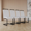 Modern Dining Chairs,Pu Faux Leather High Back Upholstered Side Chair With C Shaped Tube. Black Metal Legs For Dining Room Kitchen Vanity Patio Club Guest Office Chair Set Of 4 White Pu White Foam Pu