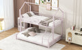 Metal House Bunk Bed, Twin Over Full, Pink Full Pink Metal