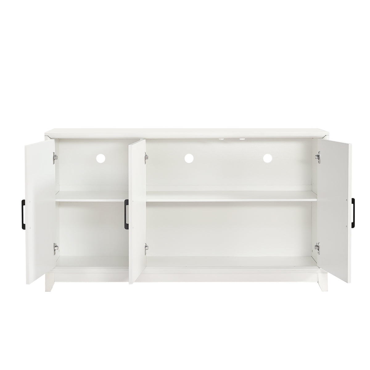 Tv Stand For Tvs Up To 65 Inches, Modern Entertainment Center Media Console Cabinet With 2 Spacious Storage Space, Solid Wood Legs For Living Room White 50 59 Inches Particle Board Mdf