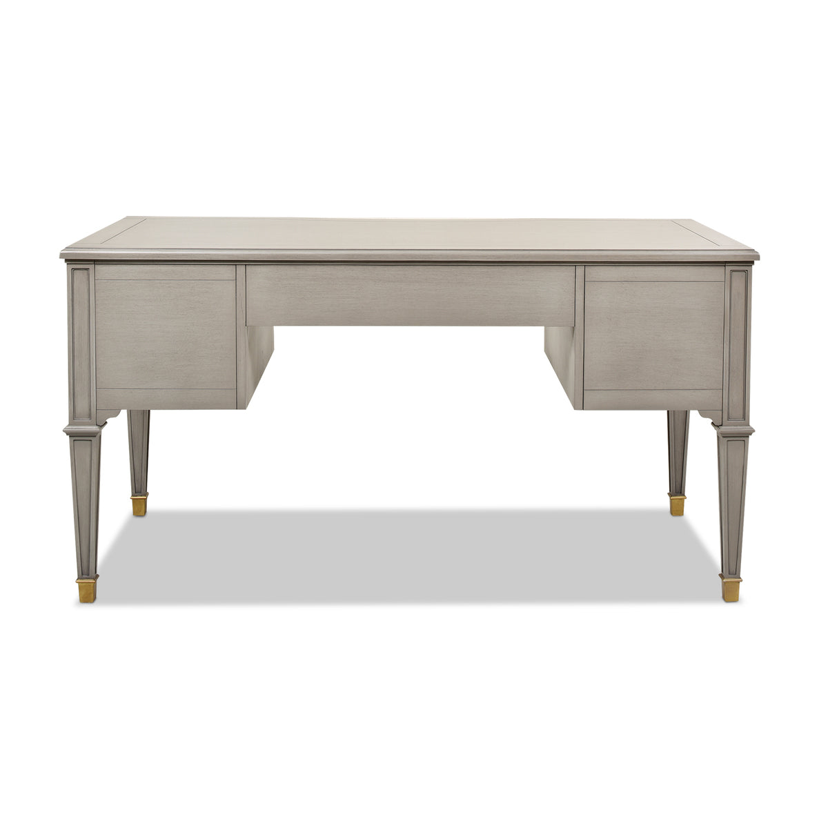 Dauphin Gold Accent 5 Drawer Wood Executive Desk, Grey Cashmere Wood Gray Solid Wood Mdf Wood