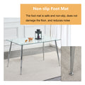 Table And Chair Set.Rectangular Dining Table With Tempered Glass Tabletop And Silver Plating Metal Legs.Paired With 6 Checkered Armless High Back White Chairs With Electroplated Metal Legs. White Seats 6 Glass Metal