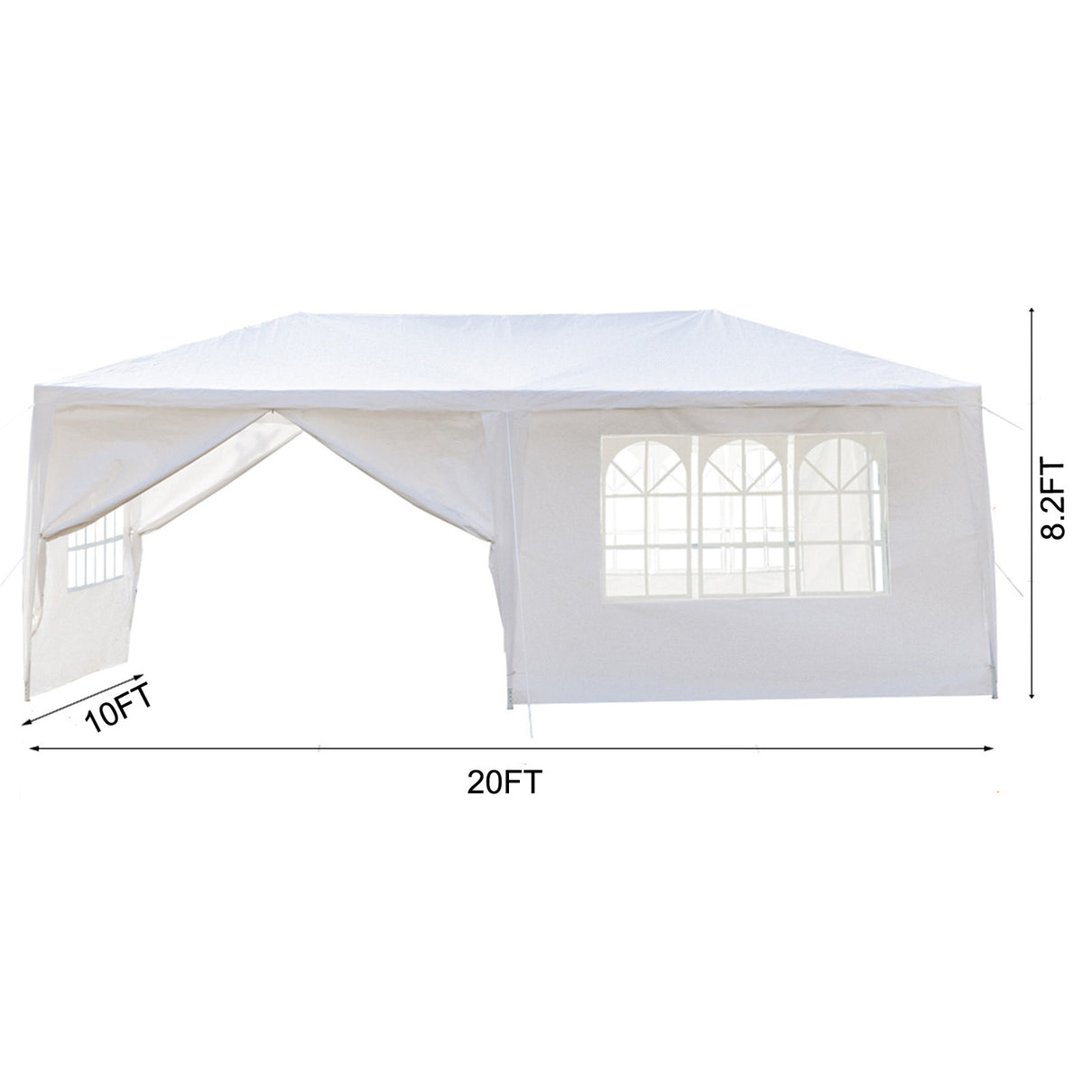 10X20' Outdoor Garden Gazebo Wedding Party Tent Canopy Marquee With 6 Removable Sidewalls White Metal