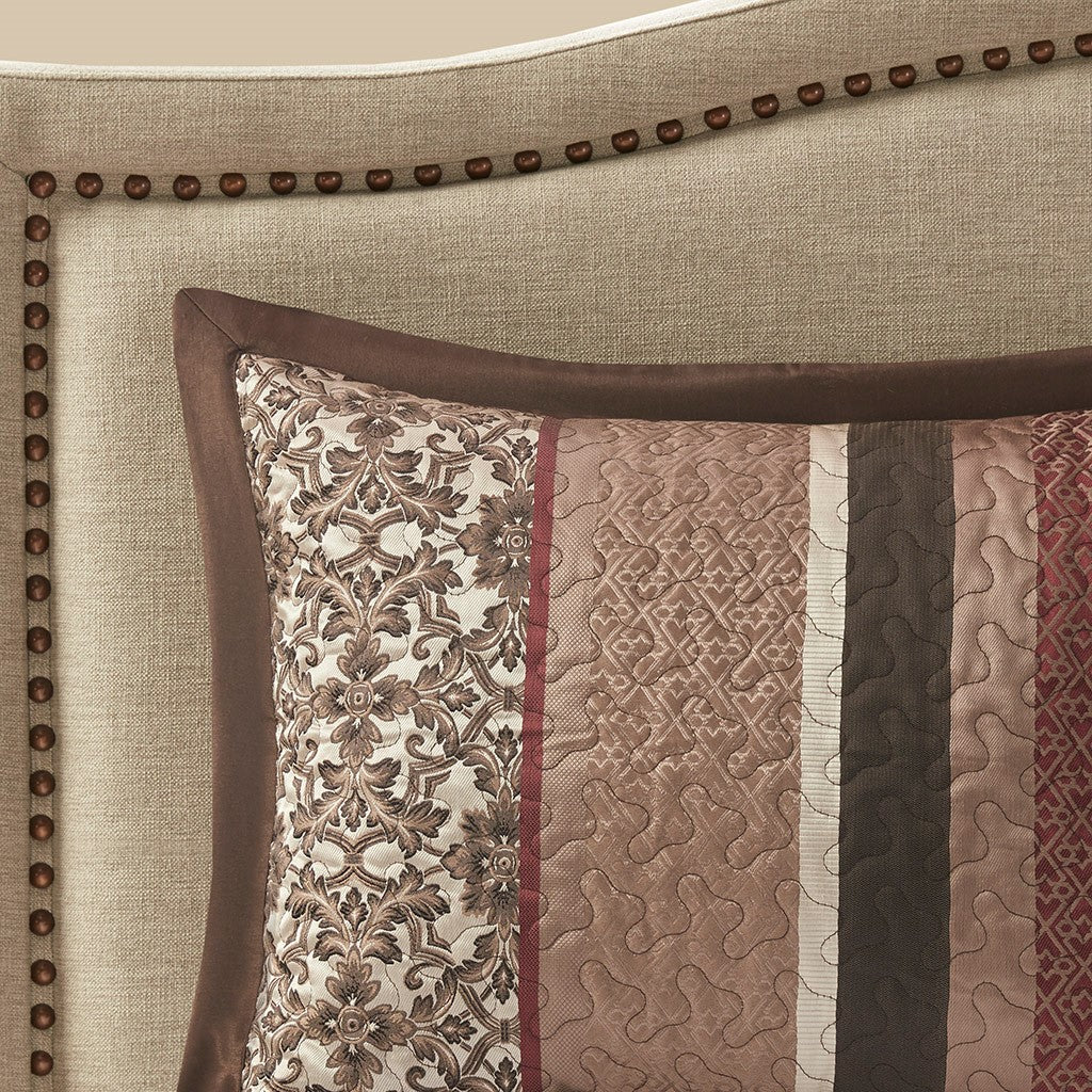 5 Piece Jacquard Quilt Set With Throw Pillows Red Full Queen Full Red Cotton