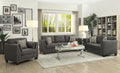Light Charcoal Loveseat With 4 Pillows Grey Linen Wood Primary Living Space Loose Back Flared Arms Wood Fabric