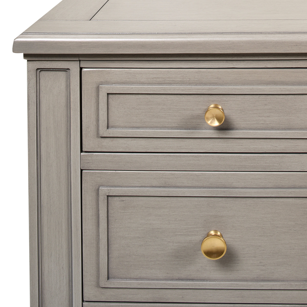 Dauphin Gold Accent 5 Drawer Wood Executive Desk, Grey Cashmere Wood Gray Solid Wood Mdf Wood