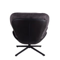 360 Swivel Accent Chair, Modern Chenille Lounge Chair With Faux Leather And Black Metal Base Frame, Comfortable Reading Chair For Small Spaces, Living Room, Bedroom, Reading Corner, Office, Dark Gray Black,Dark Gray Brown Primary Living Space