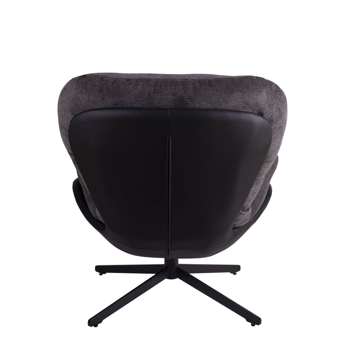 360 Swivel Accent Chair, Modern Chenille Lounge Chair With Faux Leather And Black Metal Base Frame, Comfortable Reading Chair For Small Spaces, Living Room, Bedroom, Reading Corner, Office, Dark Gray Black,Dark Gray Brown Primary Living Space