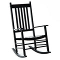 Outsunny Outdoor Rocking Chair, Patio Wooden Rocking Chair With Smooth Armrests, High Back For Garden, Balcony, Porch, Supports Up To 352 Lbs., Black Black Wood
