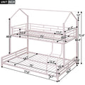 Metal House Bunk Bed, Twin Over Full, Pink Full Pink Metal