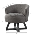 Swivel Chair With Cross Shaped Wooden Base,Lounge Chair With Solid Wood Legs, 360 Freely Swivel Chairclassic Linen Fabric For Living Room, Bedroom, Office, Dresser Dark Gray Dark Gray Gray Primary Living Space American Design,Artsy,Classic,Modern