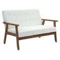 Coolmore Mid Century Modern Solid Loveseat Sofa Upholstered Linen Loveseat, 2 Seat Upholstered Loveseat Sofa Modern Couch Beige Linen 2 Seat