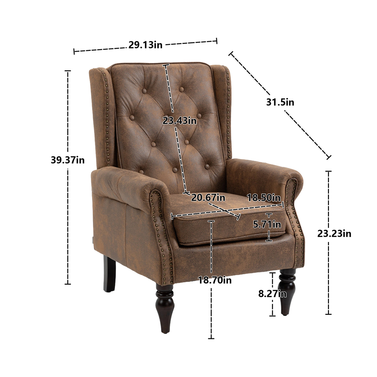 Coolmore Wood Frame Armchair, Modern Accent Chair Lounge Chair With Sturdy Wood Legs For Living Room Bedroom Coffee Pu Coffee Foam Microsuede