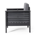 Set Of 2 Outdoor Acacia Wood Club Chairs With Cushions, Dark Gray, 27.75