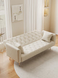 71 Inch Convertibleseat Sofa, American Retro Beige Velvet, Suitable For Small Living Room, Bedroom, Office Beige Velvet 2 Seat