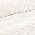 3 Piece Tufted Cotton Chenille Floral Duvet Cover Set Queen Off White Cotton