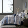 7 Piece Jacquard Comforter Set Navy Cal King California King Navy Polyester
