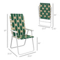 Outsunny Set Of 2 Patio Folding Chairs, Classic Outdoor Camping Chairs, Portable Lawn Chairs For Camping, Garden, Pool, Beach, Backyard W Armrests, Green Green Steel