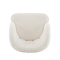Upholstered Barrel Accent Chair With Wooden Legs White Rubberwood Boucle