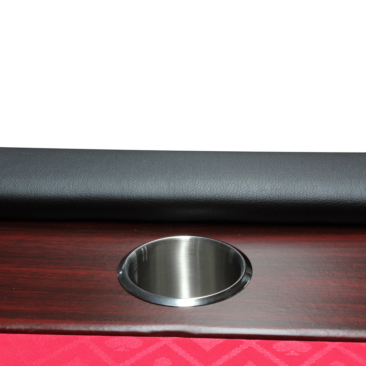96" Light Series Foldable Poker Table With Wooden Racetrack Felt Stainless Legs Cup Holders Red Red Primary Living Space Modern Wood Stainless Steel