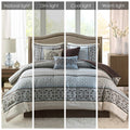 7 Piece Comforter Set Blue King King Blue Polyester
