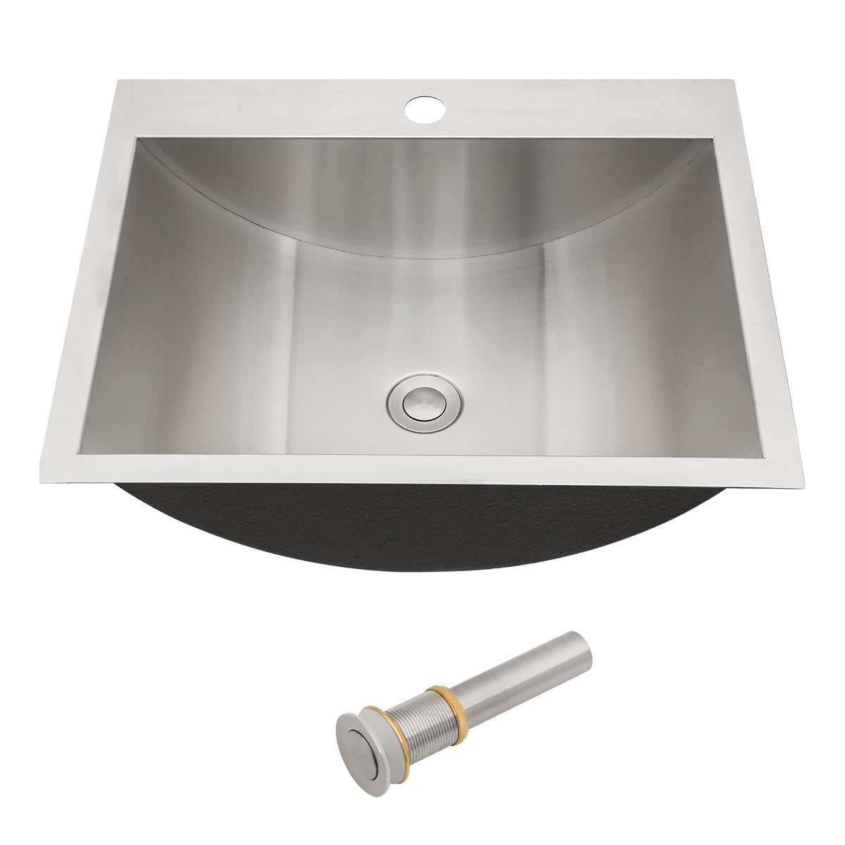 21"X17" Brushed Nickel Stainless Steel Drop In Bathroom Sink With Pop Up Drain Brushed Nickel Stainless Steel