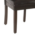 Upholstered Wooden Armless Parson Dining Chair, Brown, Set Of Two Brown Wood Fabric