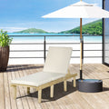 Outsunny Chaise Lounge Chair For Outdoor, Patio Recliner With 4 Position Adjustable Backrest And Cushion For Deck, Beach, Lawn And Sunbathing, Natural Natural Wood Polyester