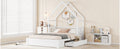 Wood Queen Size House Platform Bed With Guardrail And 2 Drawers, White Box Spring Not Required Queen White Wood Bedroom Bed Frame Solid Wood Mdf