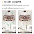 Dia 26.8 Inch Chandelier Ceiling Fan ,Crystal Shade Ceiling Fan With Remote Control,3 Abs Blade 4 Light No Include Bulb Rustic Brown American Design,American Traditional,Classic,Contemporary,Farmhouse Abs Metal